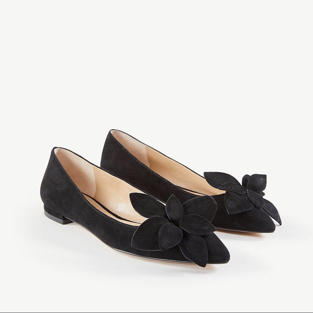 Ann Taylor Rena suede flower flat